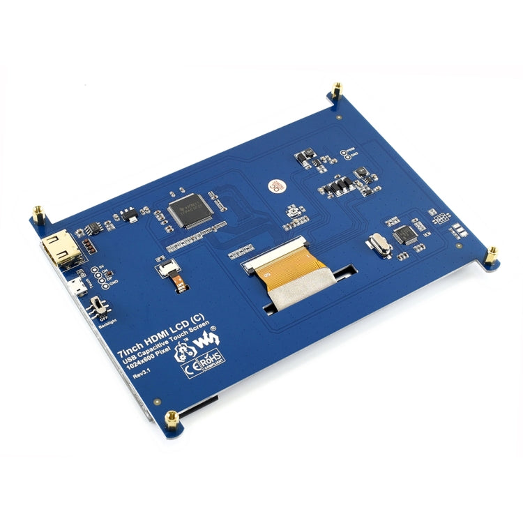 WAVESHARE 7 Inch HDMI LCD (C) 1024×600 Touch Screen  for Raspberry Pi Supports Various Systems, 7 Inch HDMI LCD (C)