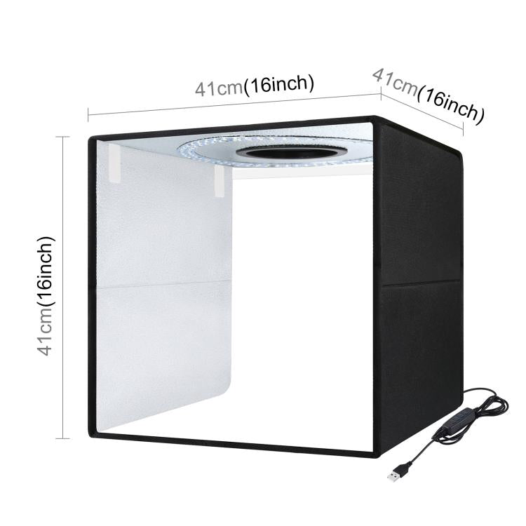 40cm Folding Portable Ring Light USB Photo Lighting Studio Shooting Tent Box with 6 x Color PVC Backdrops, Size: 40cm x 40cm x 40cm, 40cm