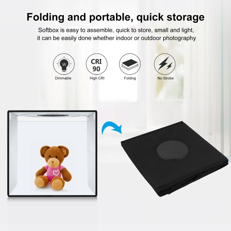 40cm Folding Portable Ring Light USB Photo Lighting Studio Shooting Tent Box with 6 x Color PVC Backdrops, Size: 40cm x 40cm x 40cm, 40cm
