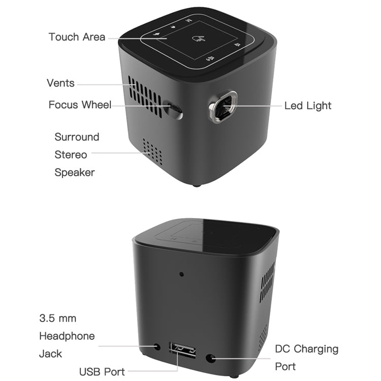 Wejoy S12 50 ANSI Lumen 1920x1080P  Android 7.1 HD Bluetooth 4.1 WiFi Smart 3D Projector, 1G+16G, 1G+16G