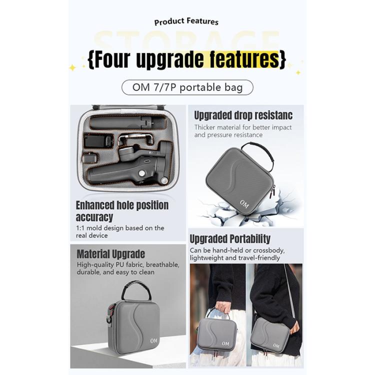 For DJI Osmo Mobile 7 / 7 Pro STARTRC Portable Shockproof Waterproof PU Case Bag, For DJI Osmo Mobile 7 / 7P PU