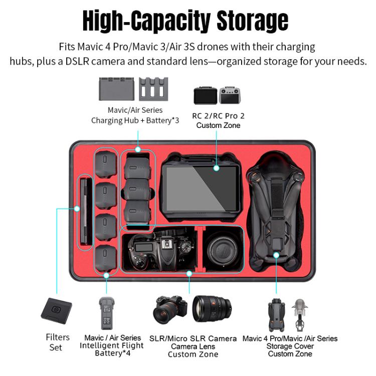 Portable Box Sealed Waterproof Trolley Suitcase For DJI Mavic 4 Pro / Mavic 3 / Air 3, For DJI Mavic 4 Pro / Mavic 3 / Air 3