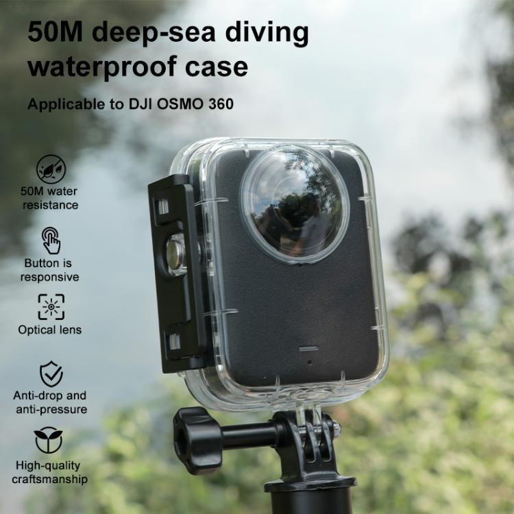 For DJI Osmo 360 50m Depth Waterproof Housing Case with Lens Silicone Cap, For DJI Osmo 360