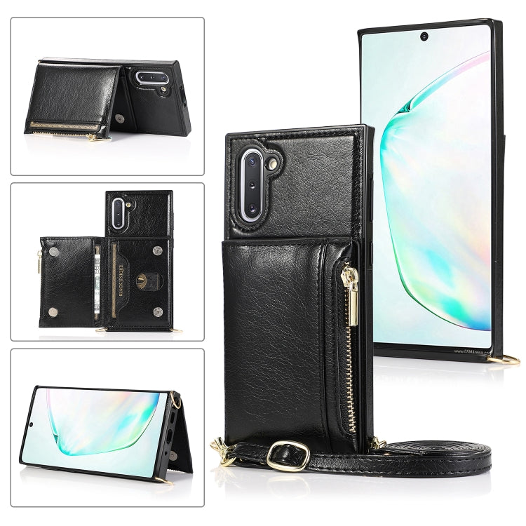 Square Zipper Wallet Bag TPU+PU Back Cover Case with Holder & Card Slots & Wallet & Cross-body Strap, For Samsung Galaxy A90 5G, For Samsung Galaxy Note9, For Samsung Galaxy Note10, For Samsung Galaxy Note10 Pro, For Samsung Galaxy S9                  ...