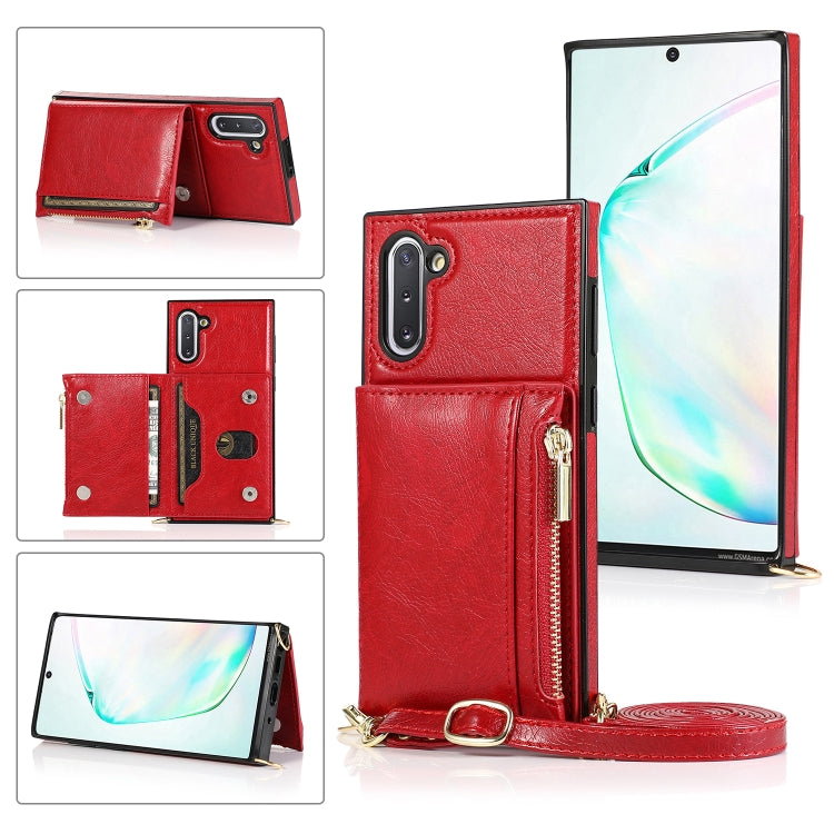 Square Zipper Wallet Bag TPU+PU Back Cover Case with Holder & Card Slots & Wallet & Cross-body Strap, For Samsung Galaxy A90 5G, For Samsung Galaxy Note9, For Samsung Galaxy Note10, For Samsung Galaxy Note10 Pro, For Samsung Galaxy S9                  ...