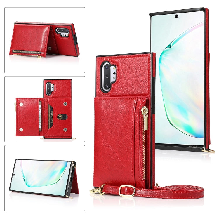 Square Zipper Wallet Bag TPU+PU Back Cover Case with Holder & Card Slots & Wallet & Cross-body Strap, For Samsung Galaxy A90 5G, For Samsung Galaxy Note9, For Samsung Galaxy Note10, For Samsung Galaxy Note10 Pro, For Samsung Galaxy S9                  ...