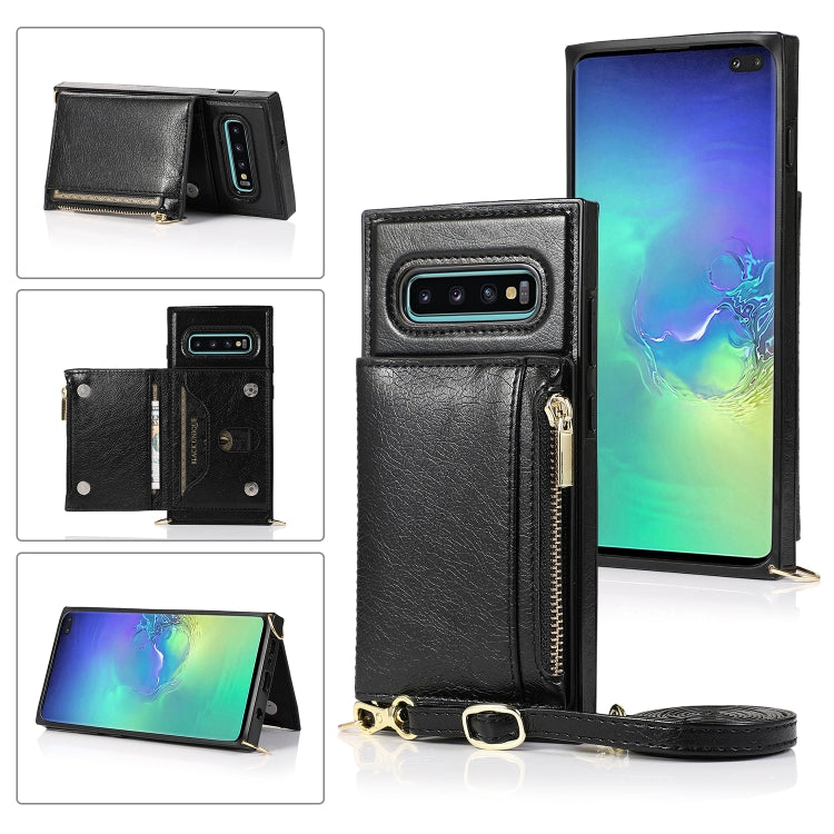 Square Zipper Wallet Bag TPU+PU Back Cover Case with Holder & Card Slots & Wallet & Cross-body Strap, For Samsung Galaxy S10 Plus, For Samsung Galaxy S20, For Samsung Galaxy S20 Plus, For Samsung Galaxy S20 Ultra, For Samsung Galaxy Note20