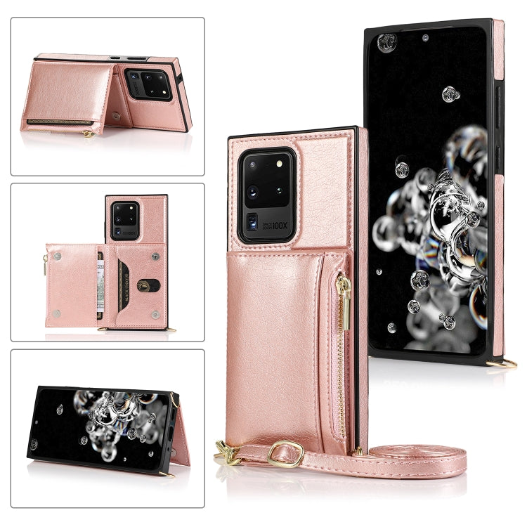 Square Zipper Wallet Bag TPU+PU Back Cover Case with Holder & Card Slots & Wallet & Cross-body Strap, For Samsung Galaxy S10 Plus, For Samsung Galaxy S20, For Samsung Galaxy S20 Plus, For Samsung Galaxy S20 Ultra, For Samsung Galaxy Note20