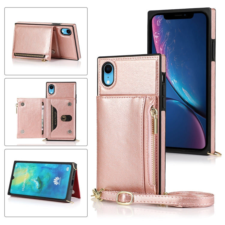 Square Zipper Wallet Bag TPU+PU Back Cover Case with Holder & Card Slots & Wallet & Cross-body Strap, For iPhone 8 Plus / 7 Plus, For iPhone 11, For iPhone 11 Pro, For iPhone 11 Pro Max, For iPhone SE 2022 / SE 2020 / 8 / 7, For iPhone XR              ...