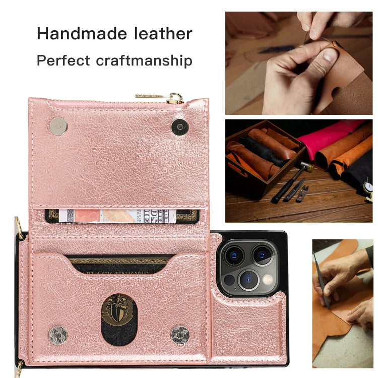 Square Zipper Wallet Bag TPU+PU Back Cover Case with Holder & Card Slots & Wallet & Cross-body Strap, For iPhone 12 Pro Max, For iPhone XS / X, For iPhone XS Max