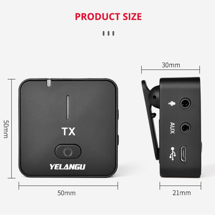 YELANGU MX5 2.4G Live Broadcast Interview Shooting Wireless Recording Microphone