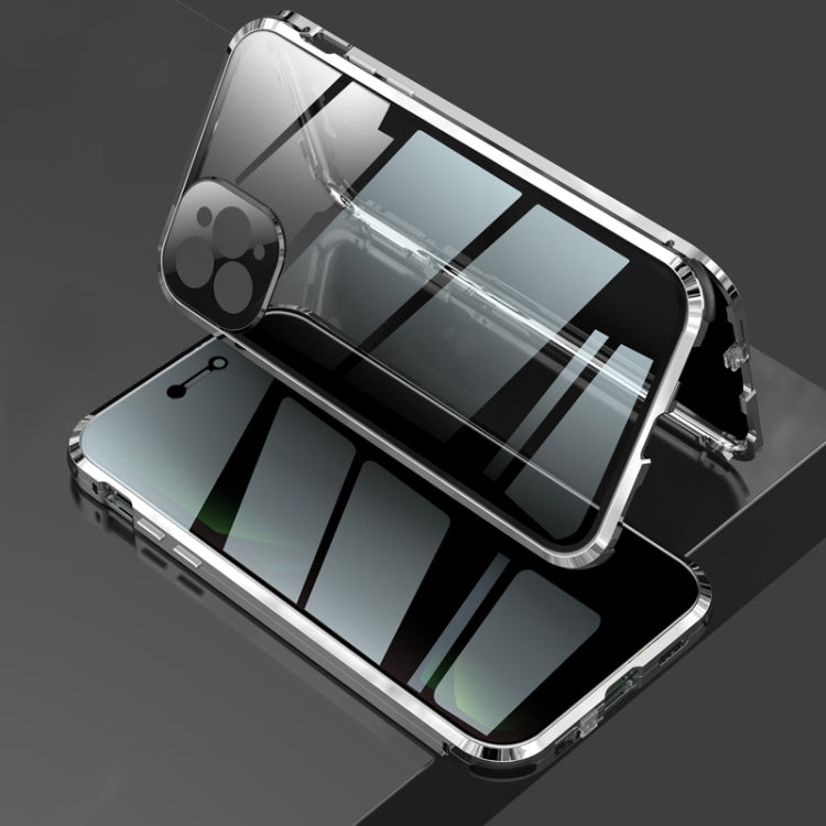 Four-corner Shockproof Anti-peeping Magnetic Metal Frame Double-sided Tempered Glass Case, For iPhone 11 Pro Max, For iPhone 11 Pro, For iPhone 12, For iPhone 12 Pro, For iPhone 12 Pro Max