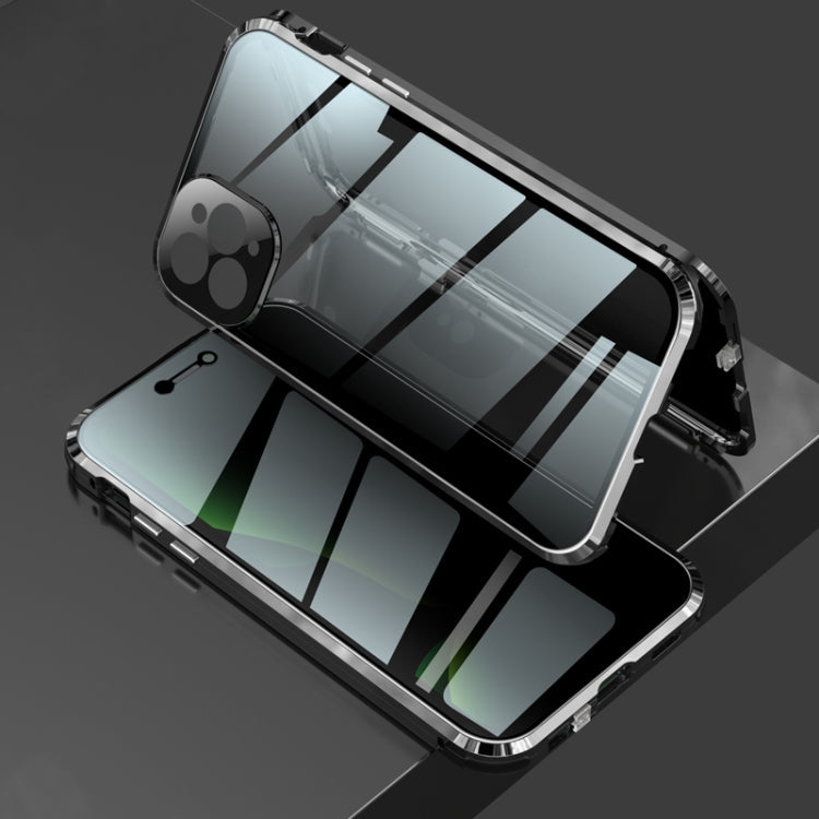 Four-corner Shockproof Anti-peeping Magnetic Metal Frame Double-sided Tempered Glass Case, For iPhone 11 Pro Max, For iPhone 11 Pro, For iPhone 12, For iPhone 12 Pro, For iPhone 12 Pro Max