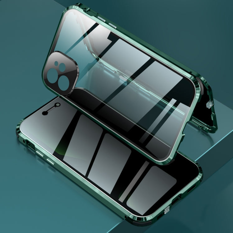 Four-corner Shockproof Anti-peeping Magnetic Metal Frame Double-sided Tempered Glass Case, For iPhone 11 Pro Max, For iPhone 11 Pro, For iPhone 12, For iPhone 12 Pro, For iPhone 12 Pro Max