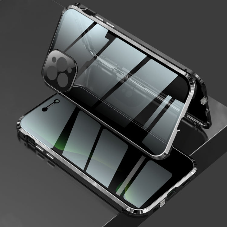 Four-corner Shockproof Anti-peeping Magnetic Metal Frame Double-sided Tempered Glass Case, For iPhone 11 Pro Max, For iPhone 11 Pro, For iPhone 12, For iPhone 12 Pro, For iPhone 12 Pro Max