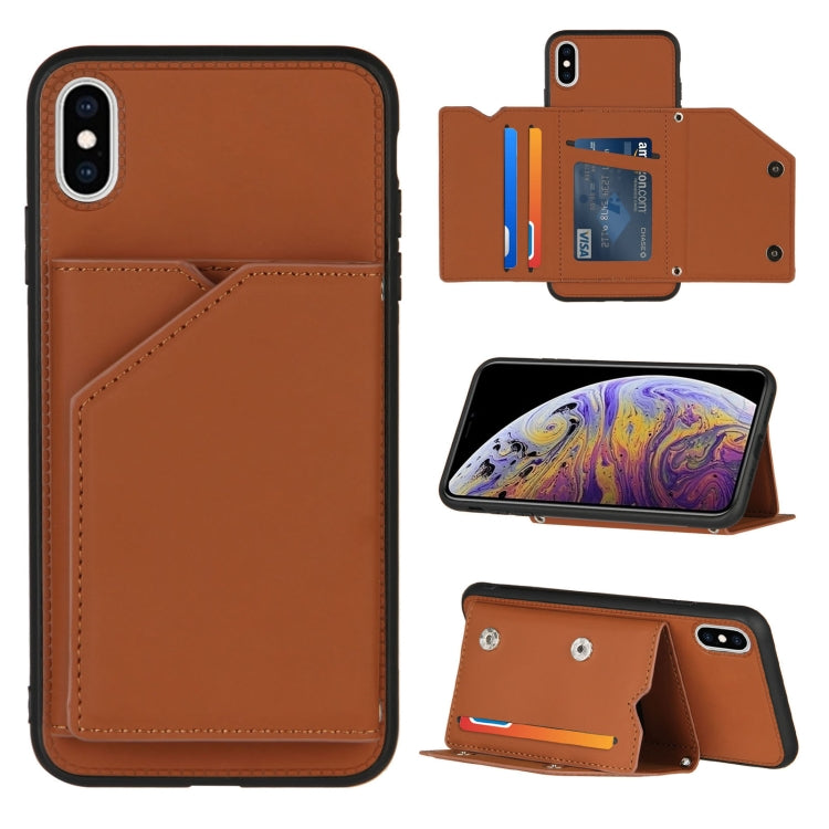 Skin Feel PU + TPU + PC Back Cover Shockproof Case with Card Slots & Holder & Photo Frame, For iPhone X / XS, For iPhone XR, For iPhone XS Max, For iPhone 11 Pro, For iPhone 11
