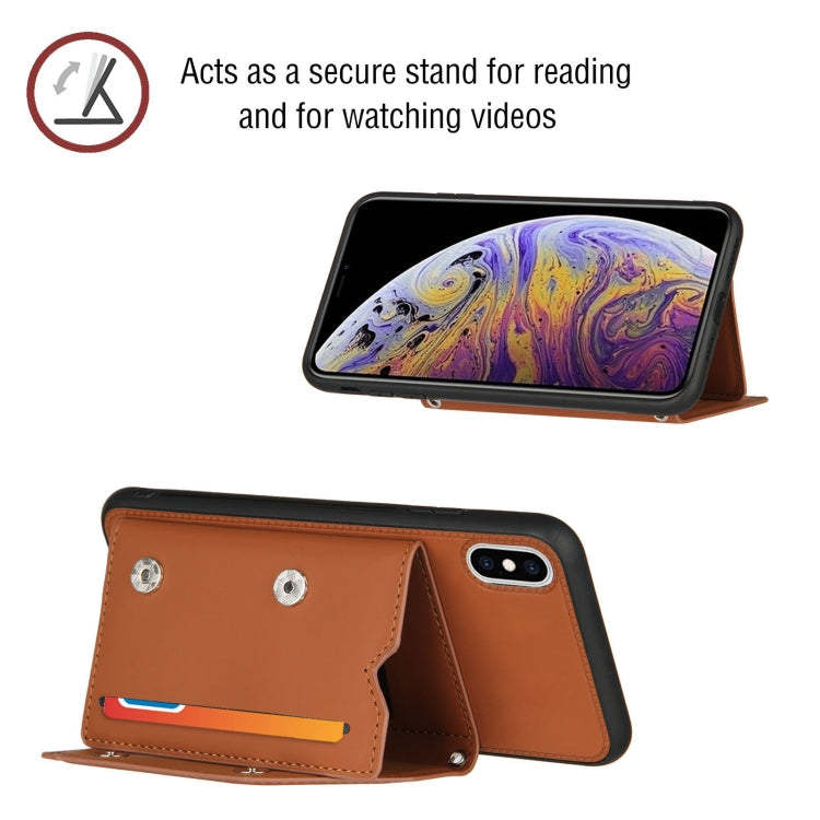 Skin Feel PU + TPU + PC Back Cover Shockproof Case with Card Slots & Holder & Photo Frame, For iPhone X / XS, For iPhone XR, For iPhone XS Max, For iPhone 11 Pro, For iPhone 11