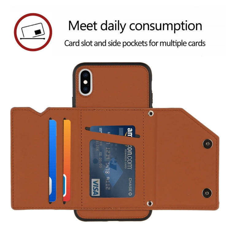 Skin Feel PU + TPU + PC Back Cover Shockproof Case with Card Slots & Holder & Photo Frame, For iPhone X / XS, For iPhone XR, For iPhone XS Max, For iPhone 11 Pro, For iPhone 11
