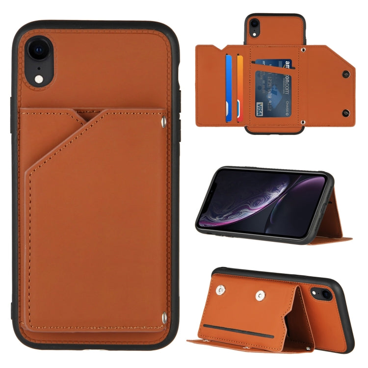 Skin Feel PU + TPU + PC Back Cover Shockproof Case with Card Slots & Holder & Photo Frame, For iPhone X / XS, For iPhone XR, For iPhone XS Max, For iPhone 11 Pro, For iPhone 11