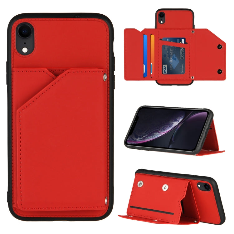 Skin Feel PU + TPU + PC Back Cover Shockproof Case with Card Slots & Holder & Photo Frame, For iPhone X / XS, For iPhone XR, For iPhone XS Max, For iPhone 11 Pro, For iPhone 11