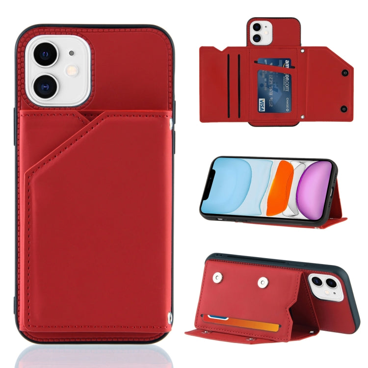 Skin Feel PU + TPU + PC Back Cover Shockproof Case with Card Slots & Holder & Photo Frame, For iPhone X / XS, For iPhone XR, For iPhone XS Max, For iPhone 11 Pro, For iPhone 11