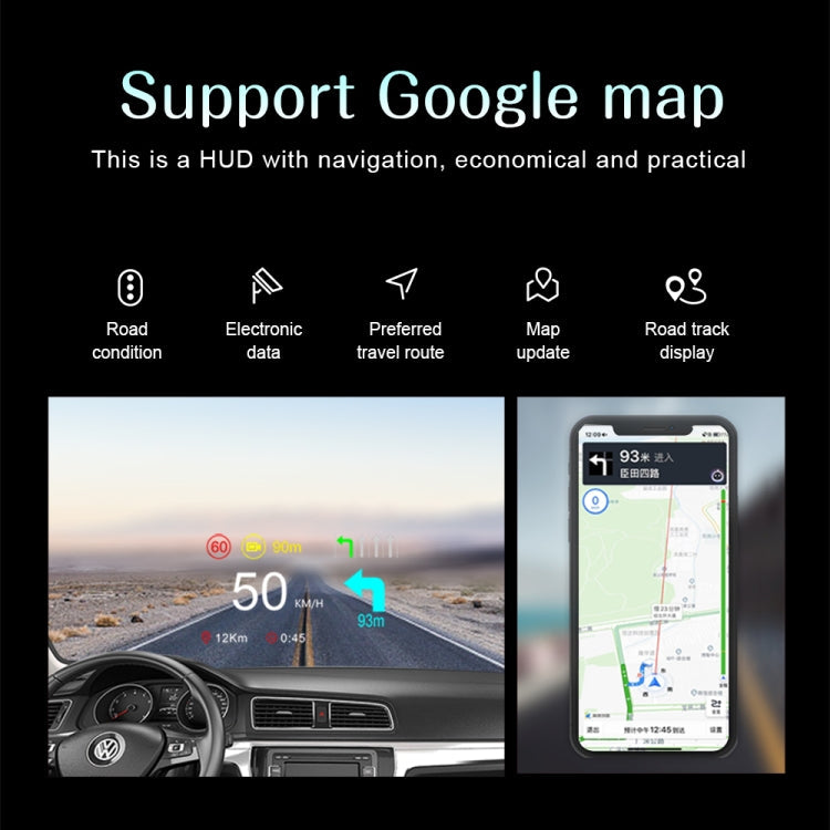 C1 OBD2 + GPS Mode Car HUD Head-up Display Compass / Speed / Water Temperature / Voltage Display / Speed / Fault Alarm / Navigation Function, C1 With Navigation Function