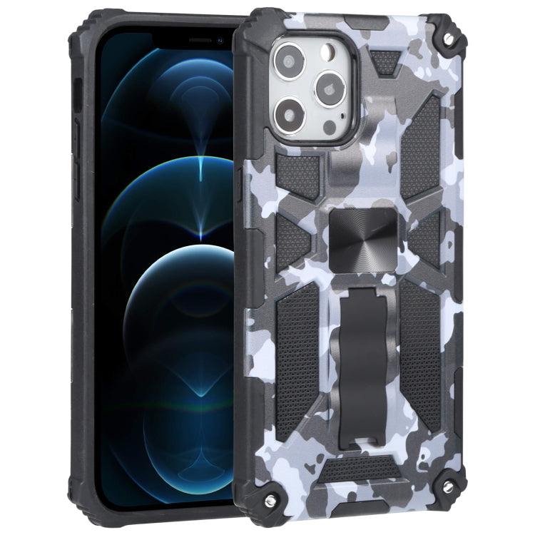 Camouflage Armor Shockproof TPU + PC Magnetic Protective Case with Holder, For iPhone 12 / 12 Pro, For iPhone 12 Pro Max