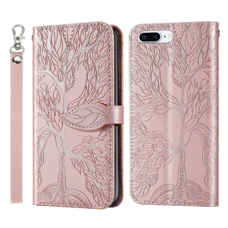 Life of Tree Embossing Pattern Horizontal Flip Leather Case with Holder & Card Slot & Wallet & Photo Frame & Lanyard, For iPhone 6 & 6s, For iPhone 6 Plus & 6s Plus, For iPhone 8 & 7, For iPhone 8 Plus & 7 Plus