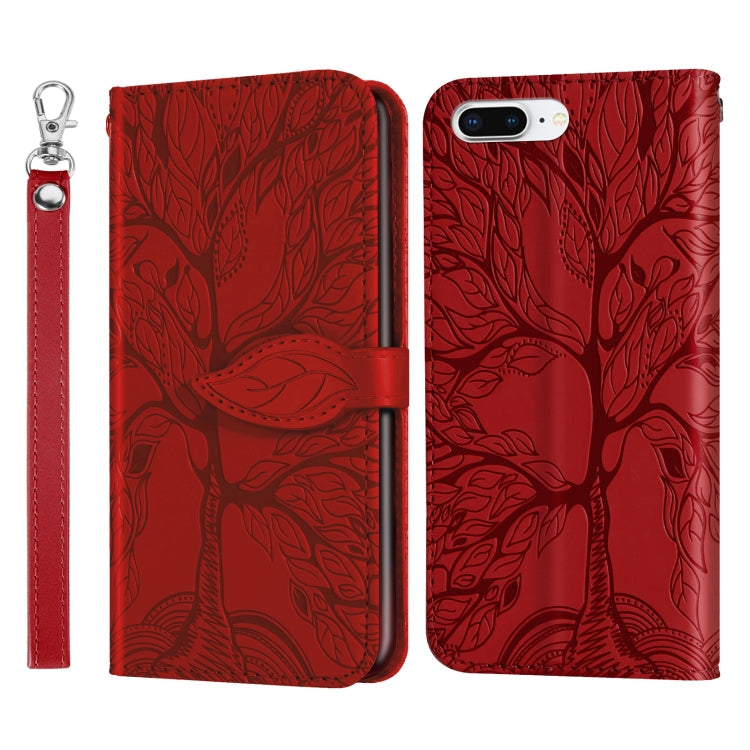 Life of Tree Embossing Pattern Horizontal Flip Leather Case with Holder & Card Slot & Wallet & Photo Frame & Lanyard, For iPhone 6 & 6s, For iPhone 6 Plus & 6s Plus, For iPhone 8 & 7, For iPhone 8 Plus & 7 Plus