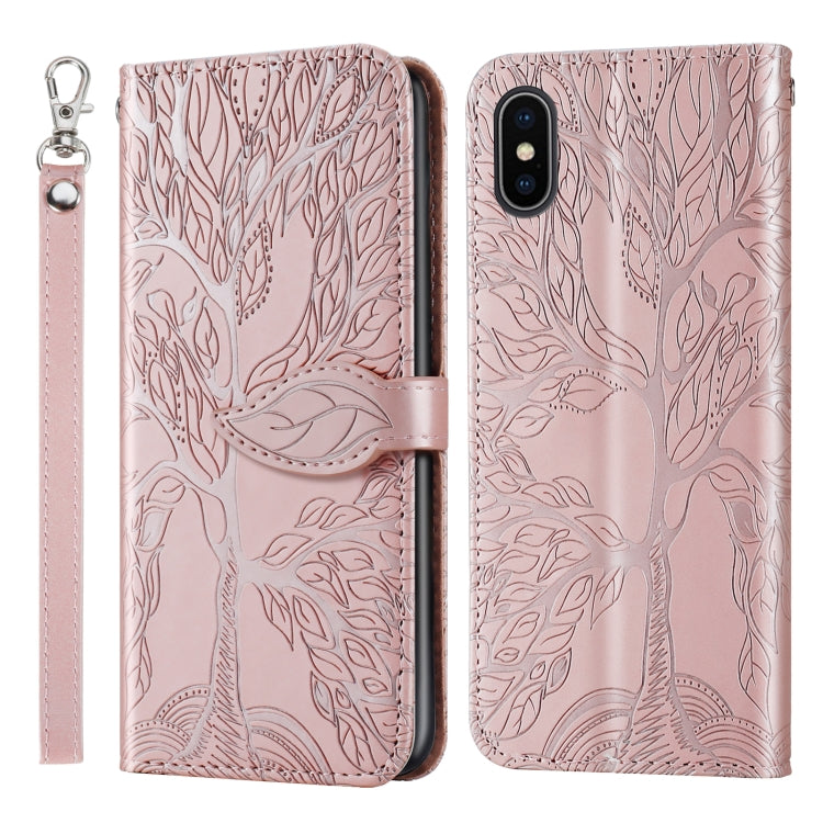 Life of Tree Embossing Pattern Horizontal Flip Leather Case with Holder & Card Slot & Wallet & Photo Frame & Lanyard, For iPhone 12 / 12 Pro, For iPhone 12 Pro Max, For iPhone X / XS, For iPhone XR