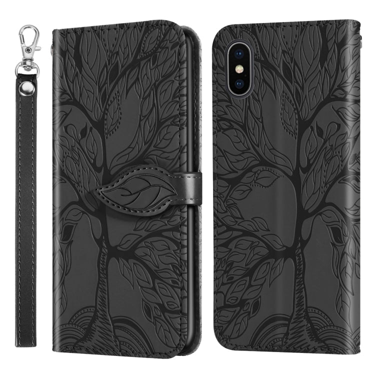Life of Tree Embossing Pattern Horizontal Flip Leather Case with Holder & Card Slot & Wallet & Photo Frame & Lanyard, For iPhone 12 / 12 Pro, For iPhone 12 Pro Max, For iPhone X / XS, For iPhone XR