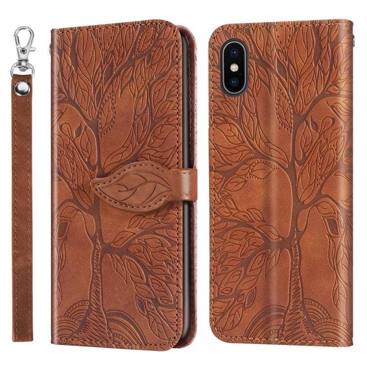 Life of Tree Embossing Pattern Horizontal Flip Leather Case with Holder & Card Slot & Wallet & Photo Frame & Lanyard, For iPhone 12 / 12 Pro, For iPhone 12 Pro Max, For iPhone X / XS, For iPhone XR