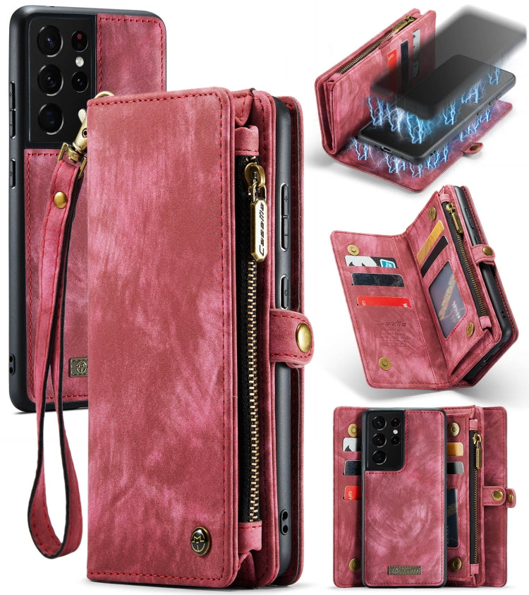 CaseMe Detachable Multifunctional Horizontal Flip Leather Case, with Card Slot & Holder & Zipper Wallet & Photo Frame, For Samsung Galaxy S21 5G, For Samsung Galaxy S21+ 5G, For Samsung Galaxy S21 Ultra 5G