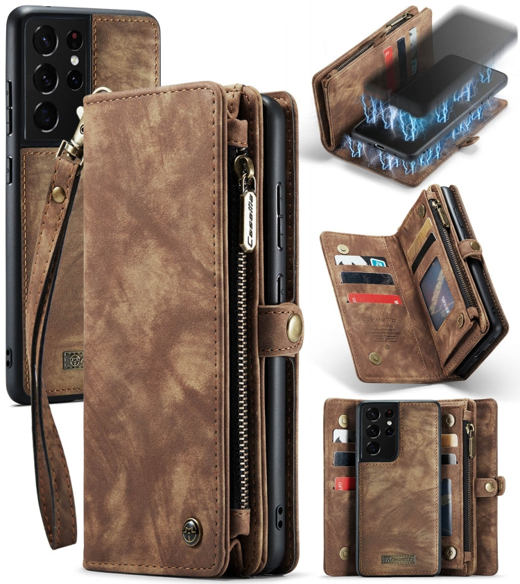 CaseMe Detachable Multifunctional Horizontal Flip Leather Case, with Card Slot & Holder & Zipper Wallet & Photo Frame, For Samsung Galaxy S21 5G, For Samsung Galaxy S21+ 5G, For Samsung Galaxy S21 Ultra 5G