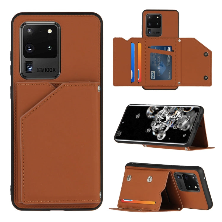 Skin Feel PU + TPU + PC Back Cover Shockproof Case with Card Slots & Holder & Photo Frame, For Samsung Galaxy M60s & A81, For Huawei P40 Lite & Nova 6 SE, For Samsung Galaxy S20 FE, For Samsung Galaxy S20 Ultra