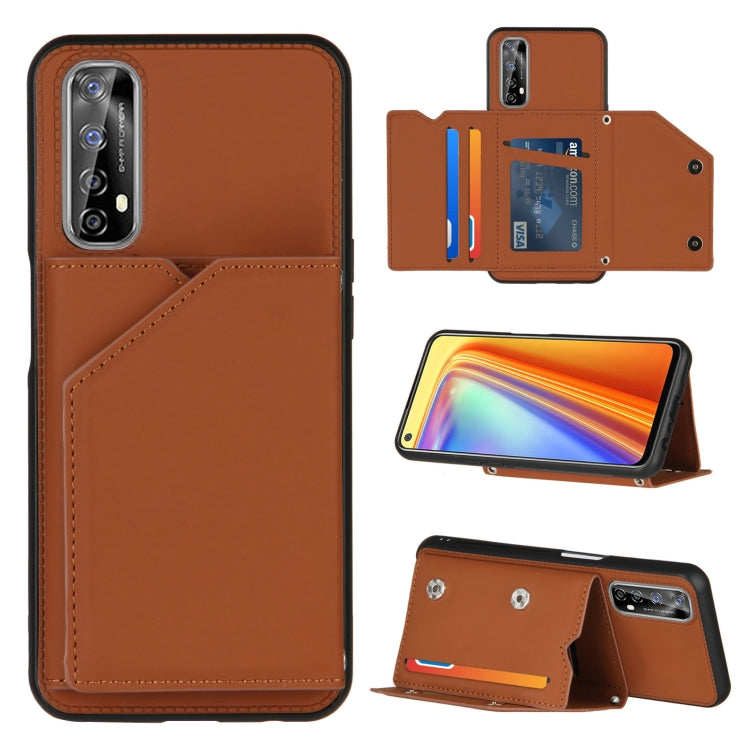 Skin Feel PU + TPU + PC Back Cover Shockproof Case with Card Slots & Holder & Photo Frame, For OPPO Realme 7, For Samsung Galaxy A50 & A30s & A50s, For OPPO Realme C11, For Samsung Galaxy A70 & A70s, For OPPO Realme C15