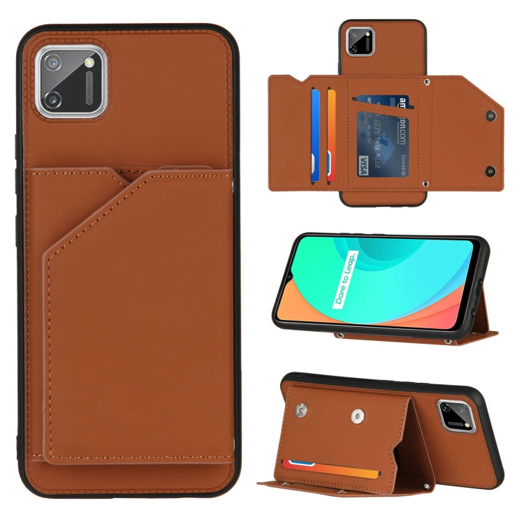 Skin Feel PU + TPU + PC Back Cover Shockproof Case with Card Slots & Holder & Photo Frame, For OPPO Realme 7, For Samsung Galaxy A50 & A30s & A50s, For OPPO Realme C11, For Samsung Galaxy A70 & A70s, For OPPO Realme C15