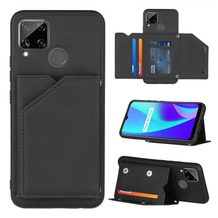 Skin Feel PU + TPU + PC Back Cover Shockproof Case with Card Slots & Holder & Photo Frame, For OPPO Realme 7, For Samsung Galaxy A50 & A30s & A50s, For OPPO Realme C11, For Samsung Galaxy A70 & A70s, For OPPO Realme C15