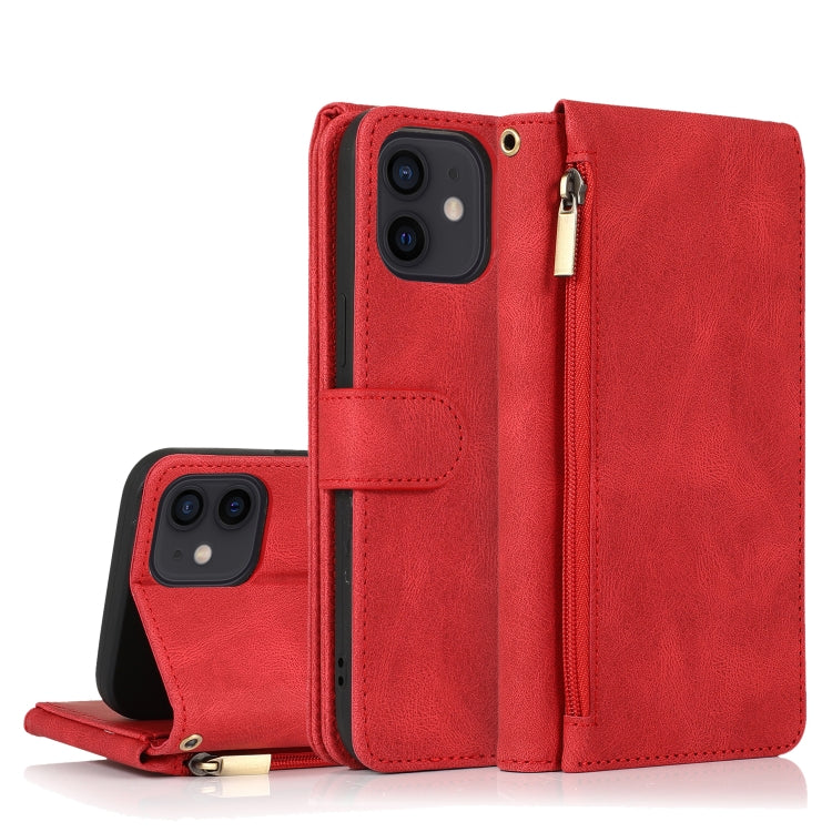 Skin-feel Crazy Horse Texture Zipper Wallet Bag Horizontal Flip Leather Case with Holder & Card Slots & Wallet & Lanyard, For iPhone 11 Pro, For iPhone 11 Pro Max, For iPhone 12 mini, For iPhone 12 / 12 Pro