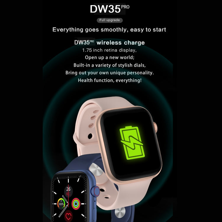 DW35PRO 1.75 inch Color Screen IPX7 Waterproof Smart Watch, Support Bluetooth Answer & Reject / Sleep Monitoring / Heart Rate Monitoring, Style: Silicone Strap, Silicone Strap(Red), Silicone Strap(White), Silicone Strap(Pink), Silicone Strap(Blue)     ...