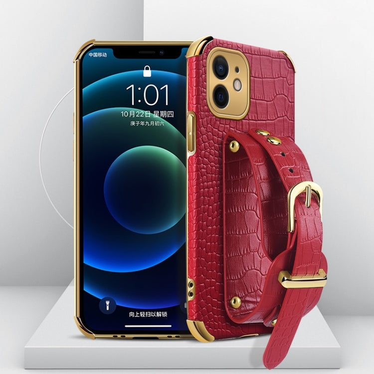 Electroplated TPU Crocodile Pattern Leather Case with Wrist Strap, For iPhone 11 Pro Max, For iPhone 12 mini, For iPhone 12, For iPhone 12 Pro