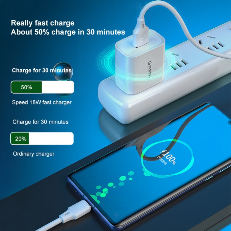 WK WP-U57 Max 18W Maxspeed QC3.0 Fast Charger +  USB to Micro USB Data Cable, US Plug, EU Plug