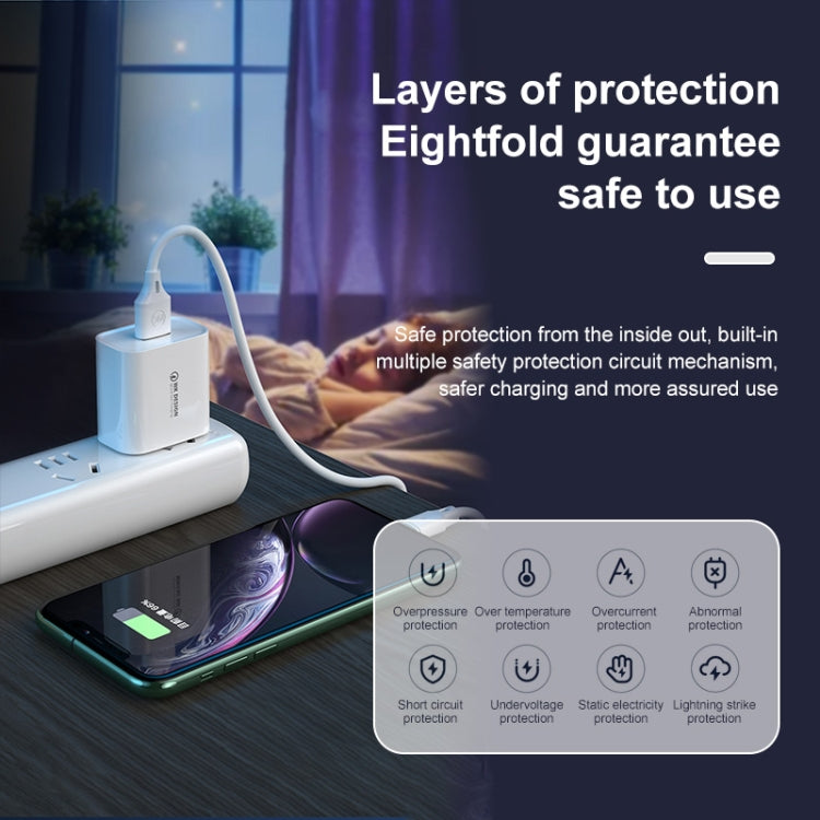 WK WP-U57 Max 18W Maxspeed QC3.0 Fast Charger +  USB to Micro USB Data Cable, US Plug, EU Plug