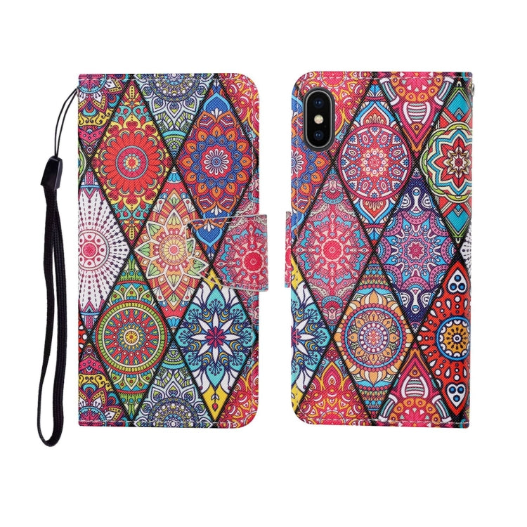 Painted Pattern Horizontal Flip Leathe Case, For iPhone X