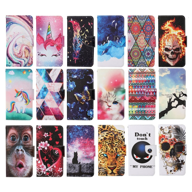 Painted Pattern Horizontal Flip Leathe Case, For iPhone X