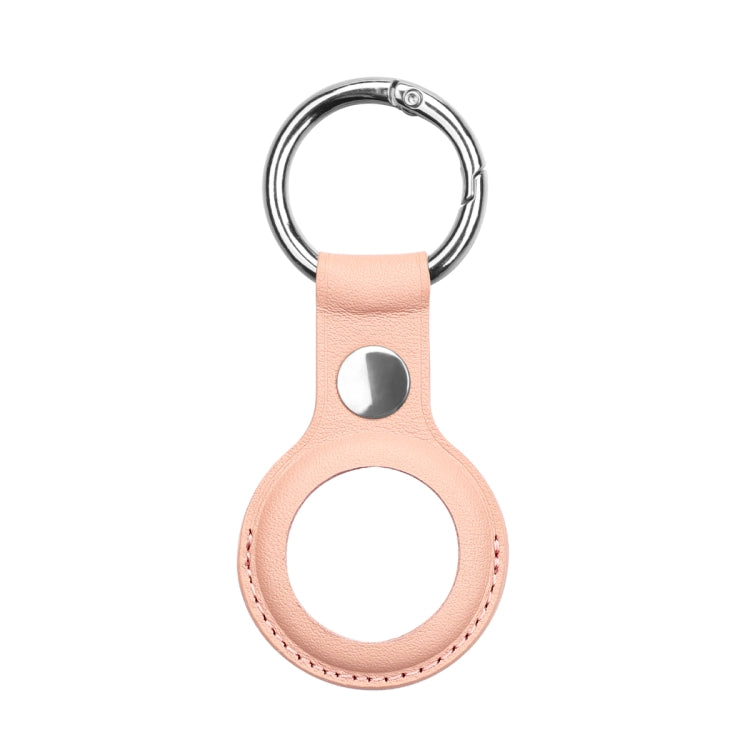 Anti-scratch Top-layer Cowhide Leather Case Cover with Switchable Keychain Ring for AirTag 2nd Gen / AirTag 1st Gen