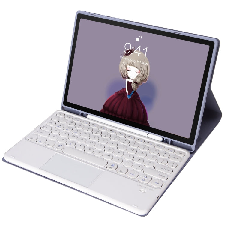 YT098B-A Detachable Candy Color Skin Feel Texture Round Keycap Bluetooth Keyboard Leather Case with Touch Control For iPad Air 11 2024 / 2025 / Air 4 10.9 2020 / Air 5 10.9 2022 (Purple), For  iPad Air 11 2024 / 2025 / Air 4 10.9 2020 / Air 5 10.9 2022...