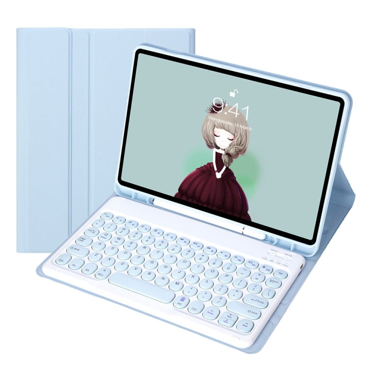 YT11B Detachable Candy Color Skin Feel Texture Round Keycap Bluetooth Keyboard Leather Case For iPad Air 4 2020 / Air 5 2022 / Pro 11 inch 2022 / 2021 / 2020 / 2018(White Ice), For iPad Air 11 2024 / 2025 / Air 2020 10.9                                ...