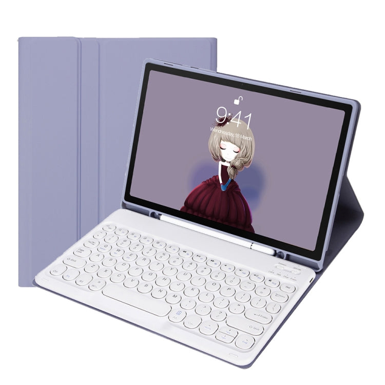 YT11B Detachable Candy Color Skin Feel Texture Round Keycap Bluetooth Keyboard Leather Case For iPad Air 4 2020 / Air 5 2022 / Pro 11 inch 2022 / 2021 / 2020 / 2018(White Ice), For iPad Air 11 2024 / 2025 / Air 2020 10.9                                ...