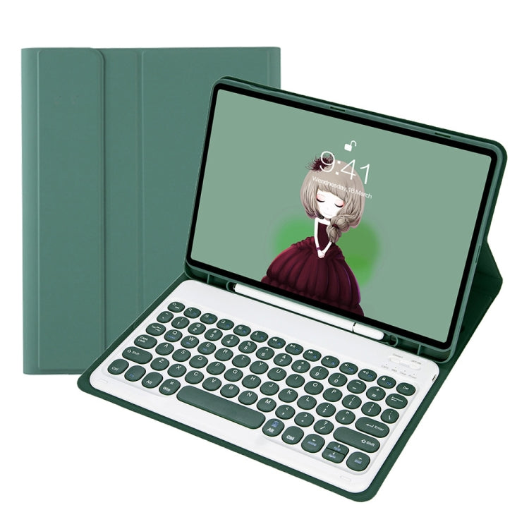YT11B Detachable Candy Color Skin Feel Texture Round Keycap Bluetooth Keyboard Leather Case For iPad Air 4 2020 / Air 5 2022 / Pro 11 inch 2022 / 2021 / 2020 / 2018(White Ice), For iPad Air 11 2024 / 2025 / Air 2020 10.9                                ...